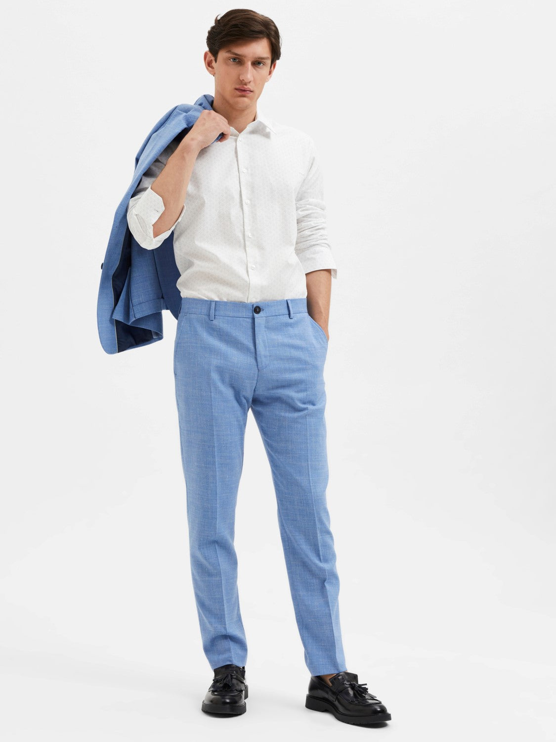 SELECTED Oasis Linen Suit Pants Light Blue TWOJAYS