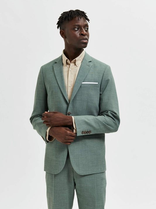 SELECTED Oasis Linen Blazer Light Green Melange TWOJAYS