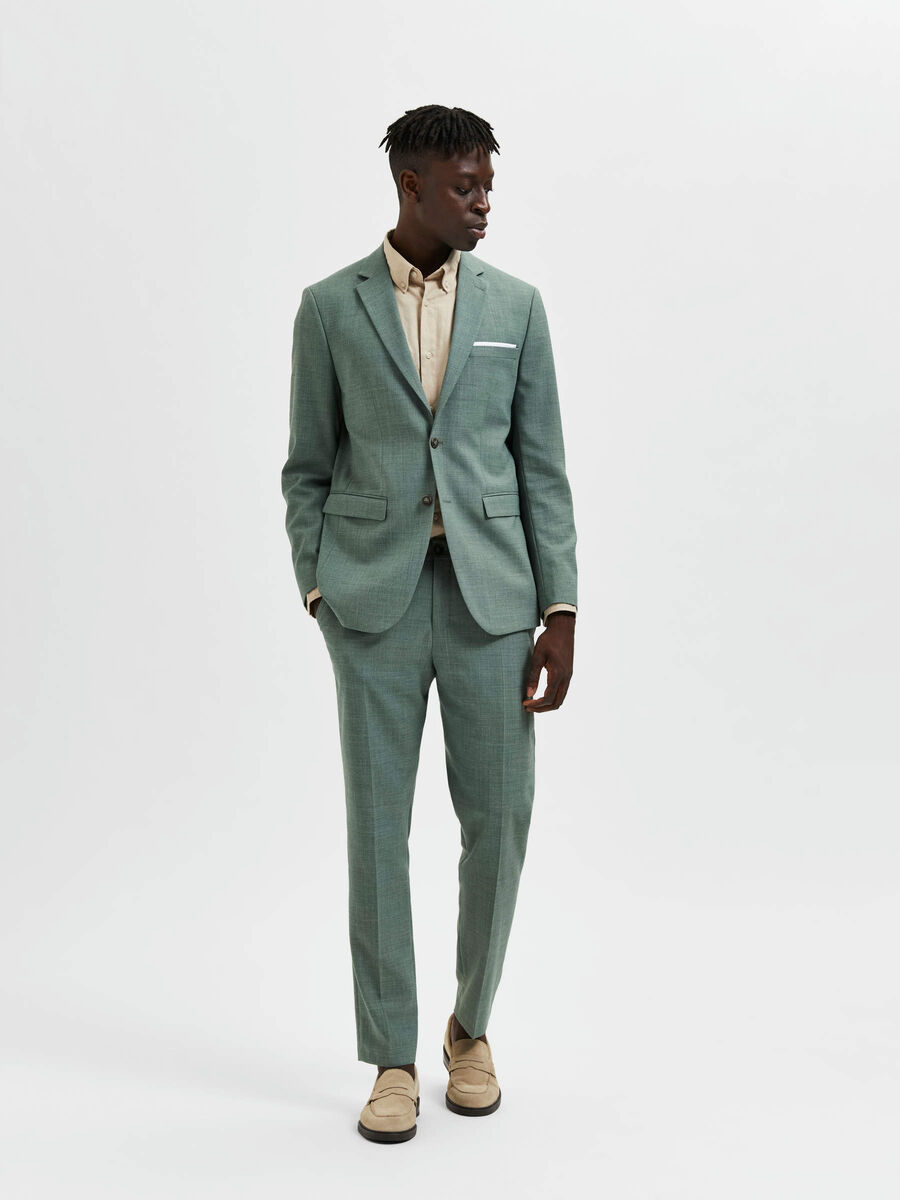 SELECTED Oasis Linen Blazer Light Green Melange TWOJAYS