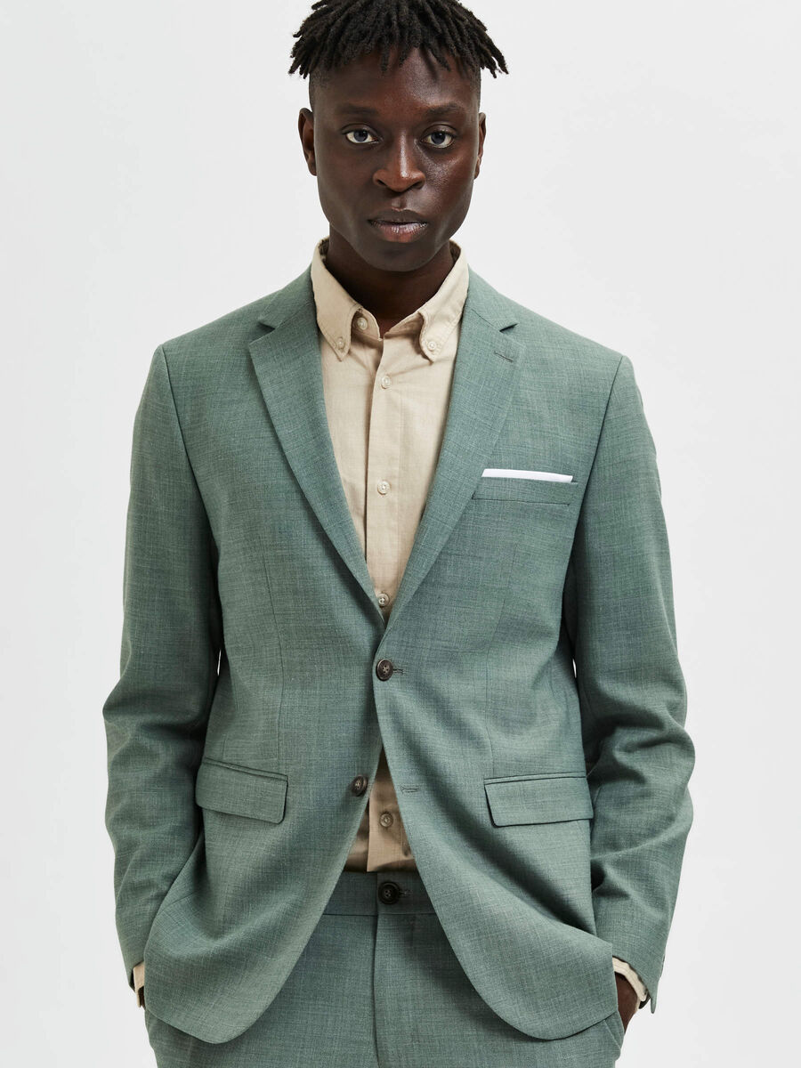 SELECTED Oasis Linen Blazer Light Green Melange TWOJAYS