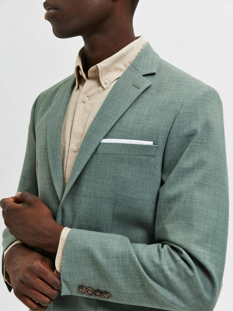 SELECTED Oasis Linen Blazer Light Green Melange TWOJAYS