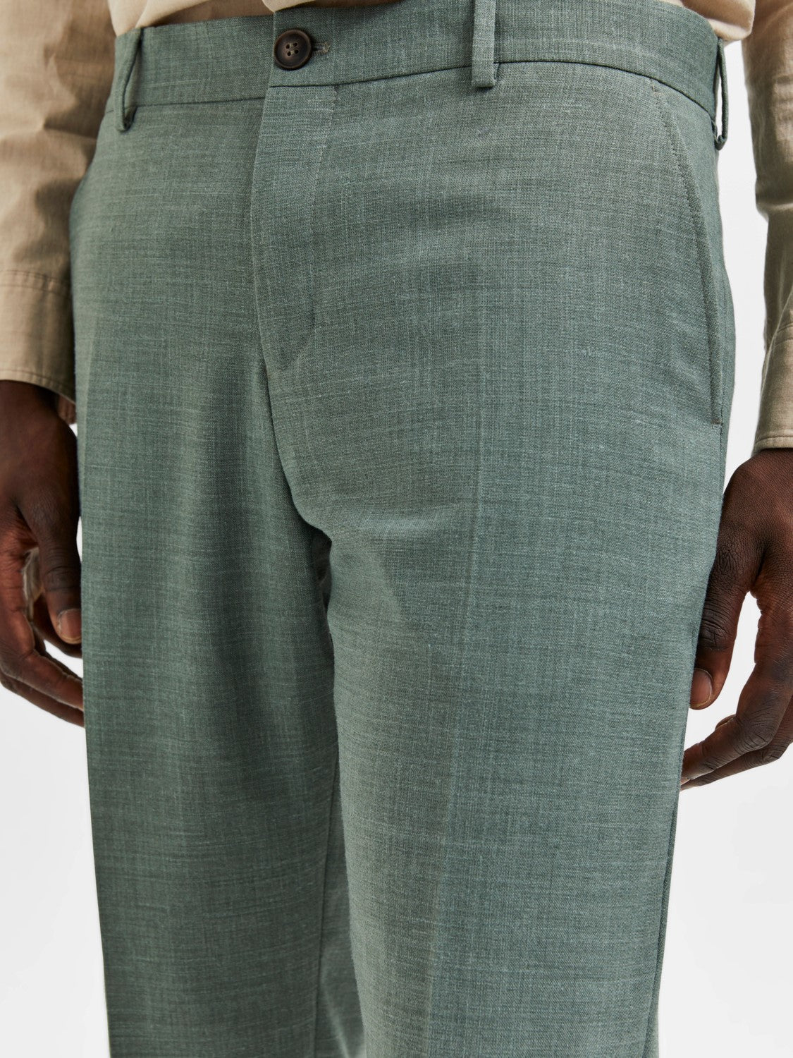 SELECTED Oasis Linen Suit Pants Light Green Melange TWOJAYS