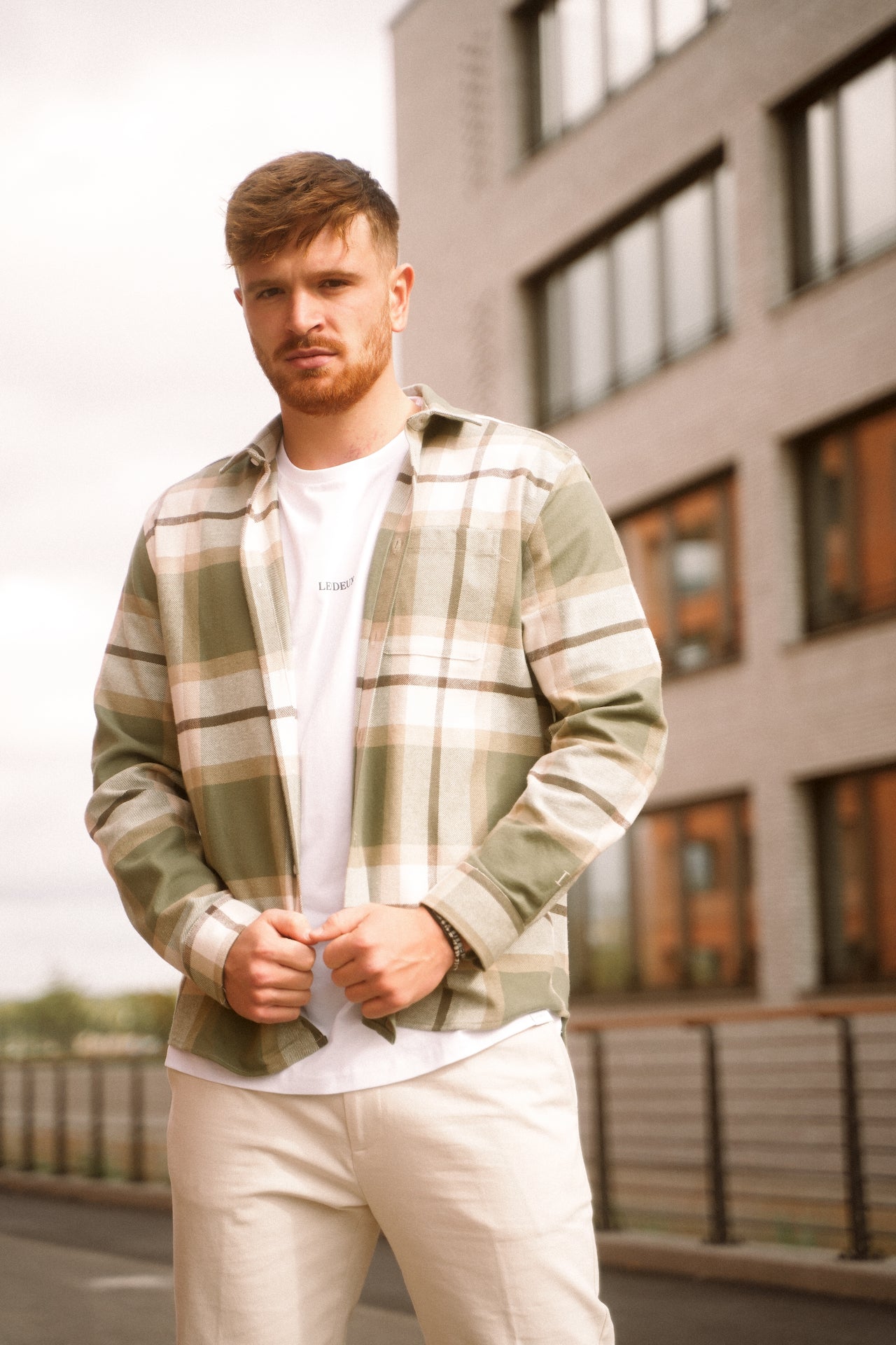Les Deux Jeremy Flannel Shirt Olive Night/Laed Grey TWOJAYS