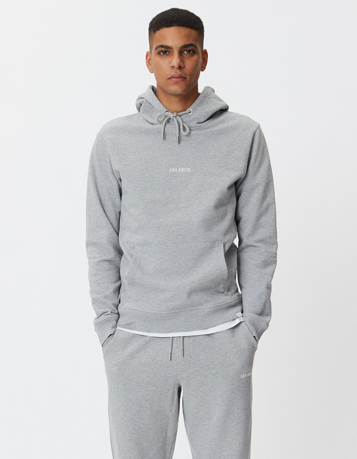 Les Deux Lens Hoodie Lichte Grey Melange/White TWOJAYS