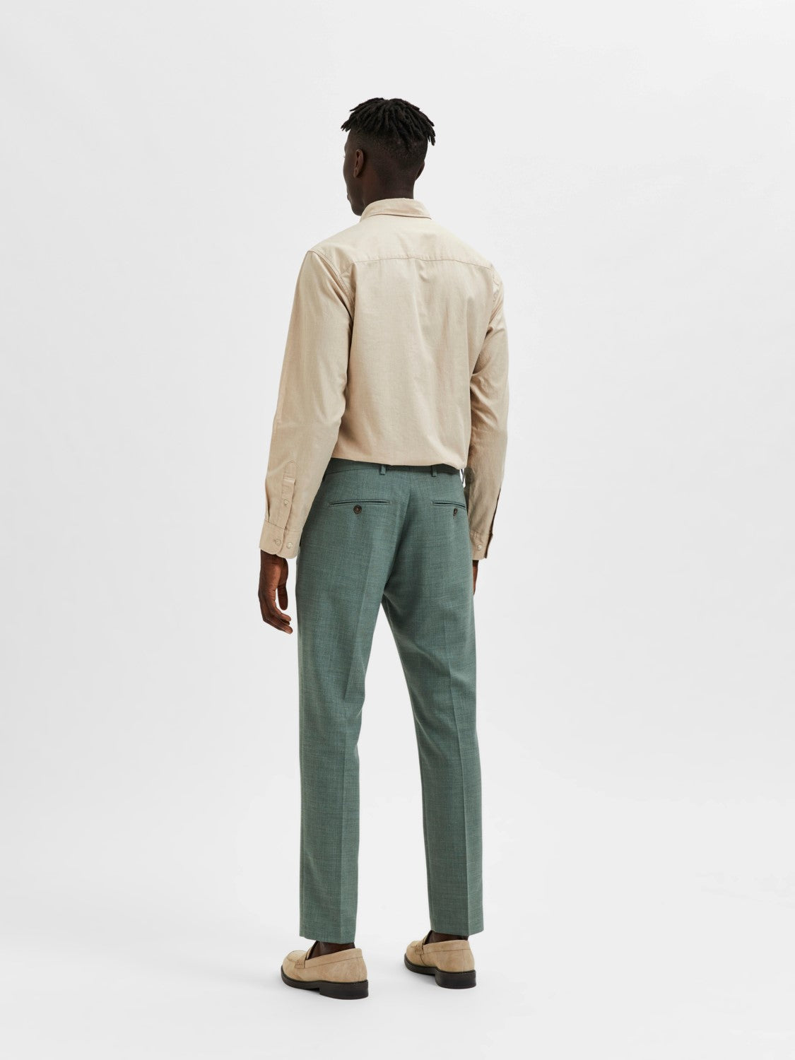 SELECTED Oasis Linen Suit Pants Light Green Melange TWOJAYS