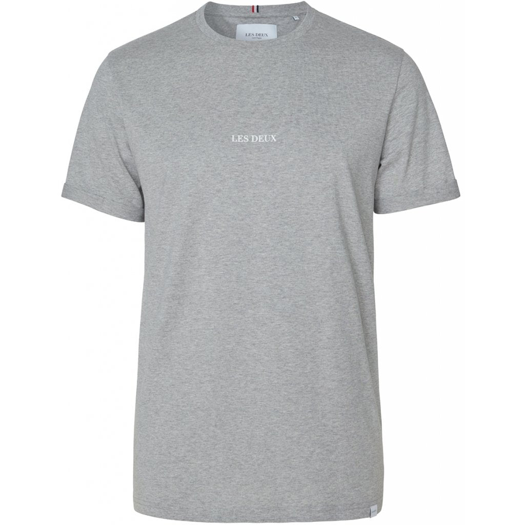 Les Deux Lens T-Shirt Lighte Grey Melange/White TWOJAYS