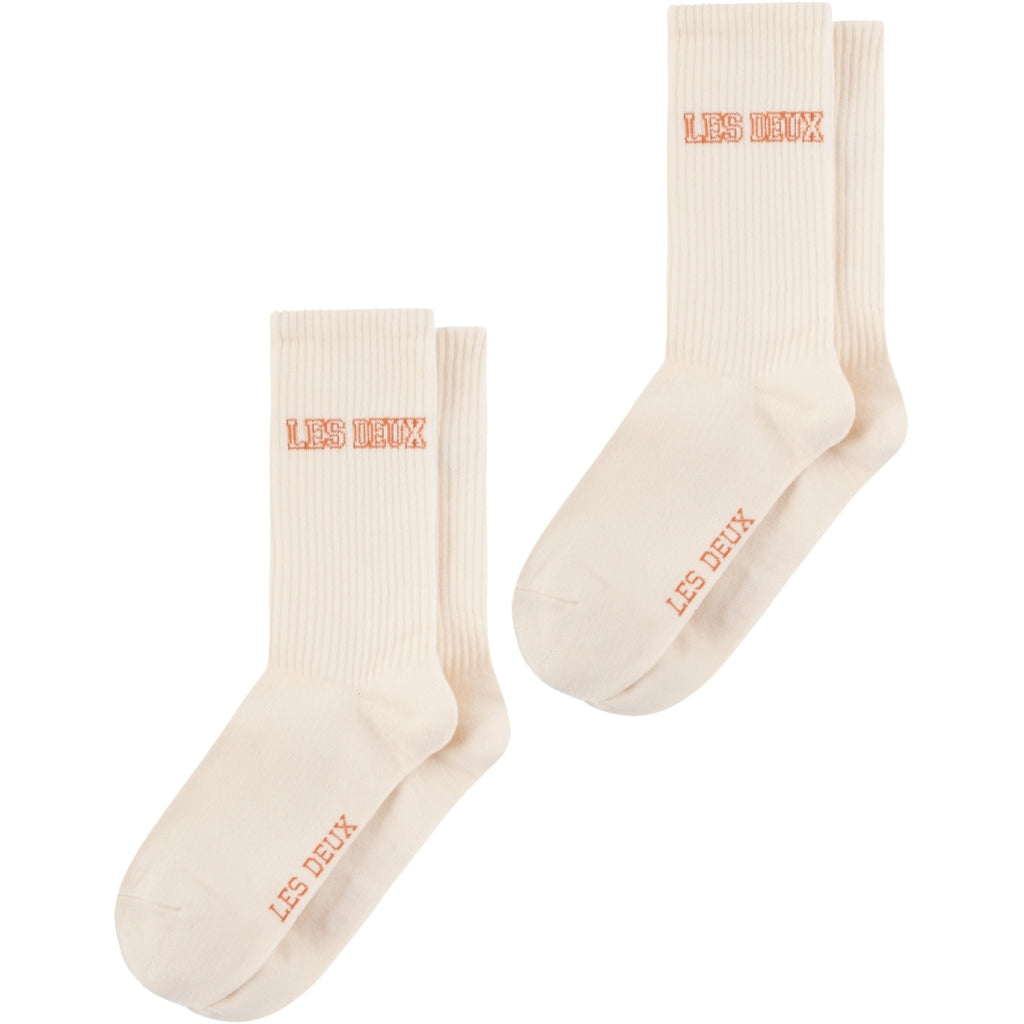 Les Deux Blake 2-Pack Rib Socks Ivroy / Dusty Orange TWOJAYS